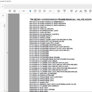Tadano TM-ZE260 41008504063A FRAME/MANUAL VALVE,HOOK-IN Parts Manual PDF