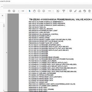 Tadano Crane TM-ZE260 41008504065A FRAME/MANUAL VALVE,HOOK-IN Parts Manual PDF