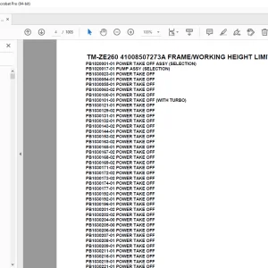 Tadano TM-ZE260 41008507273A FRAME/WORKING HEIGHT LIMIT DEVICE Parts Manual PDF