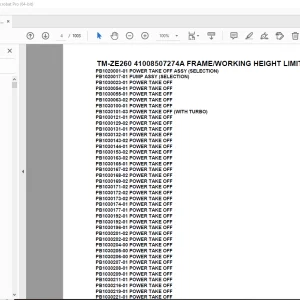 Tadano TM-ZE260 41008507274A FRAME/WORKING HEIGHT LIMIT DEVICE Parts Manual PDF