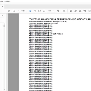 Tadano TM-ZE260 41008507275A FRAME/WORKING HEIGHT LIMIT DEVICE Parts Manual PDF