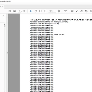 Tadano Crane TM-ZE260 41008507283A FRAME/HOOK-IN,SAFETY EYES Parts Manual  PDF