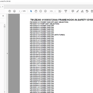 Tadano TM-ZE260 41008507284A FRAME/HOOK-IN,SAFETY EYES Parts Manual PDF