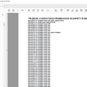 Tadano TM-ZE260 41008507285A FRAME/HOOK-IN,SAFETY EYES Parts Manual PDF