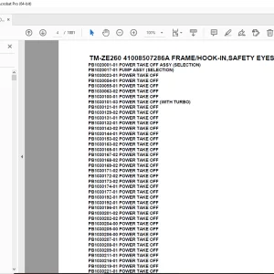 Tadano TM-ZE260 41008507286A FRAME/HOOK-IN,SAFETY EYES,RJ Parts Manual PDF