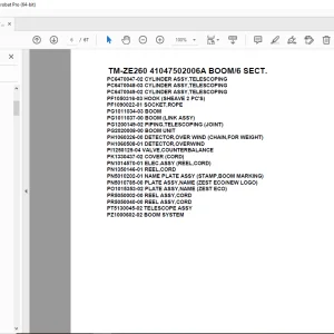 Tadano Crane TM-ZE260 41047502006A BOOM/6 SECT. Parts Manual  PDF