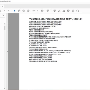 Tadano Crane TM-ZE260 41047502016A BOOM/6 SECT.,HOOK-IN Parts Manual PDF