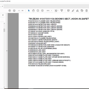 Tadano TM-ZE260 41047505115A BOOM5 SECT.,HOOK-IN,SAFETY EYES Parts Manual PDF