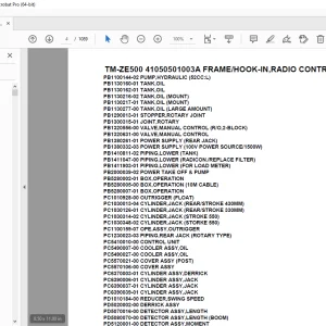 Tadano TM-ZE500 41050501003A FRAME/HOOK-IN,RADIO CONTROL Parts Manual PDF