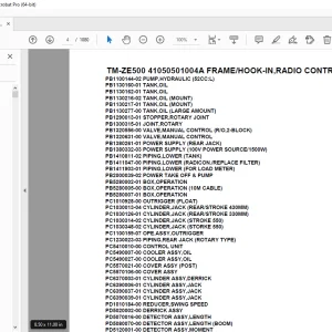 Tadano TM-ZE500 41050501004A FRAME/HOOK-IN,RADIO CONTROL, Parts Manual PDF