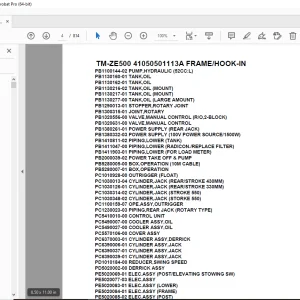 Tadano Crane TM-ZE500 41050501113A FRAME/HOOK-IN Parts Manual PDF