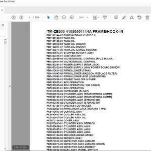 Tadano Crane TM-ZE500 41050501114A FRAME/HOOK-IN Parts Manual  PDF