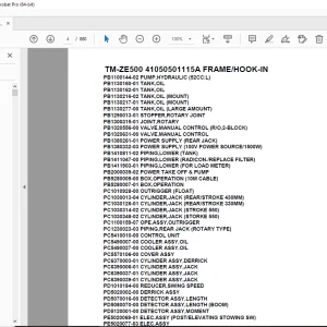 Tadano Crane TM-ZE500 41050501115A FRAME/HOOK-IN Parts Manual PDF
