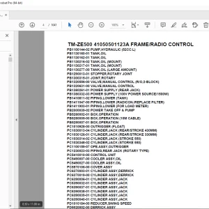 Tadano TM-ZE500 41050501123A FRAME/RADIO CONTROL Parts Manual PDF