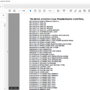 Tadano Crane TM-ZE500 41050501124A FRAME/RADIO CONTROL Parts Manual PDF