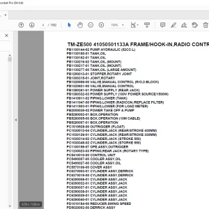 Tadano TM-ZE500 41050501133A FRAME/HOOK-IN,RADIO CONTROL Parts Manual PDF