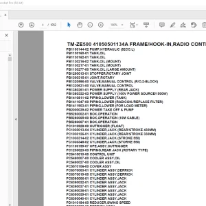 Tadano TM-ZE500 41050501134A FRAME/HOOK-IN,RADIO CONTROL Parts Manual PDF