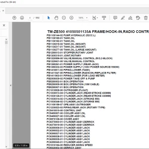 Tadano TM-ZE500 41050501135A FRAME/HOOK-IN,RADIO CONTROLA Parts Manual PDF