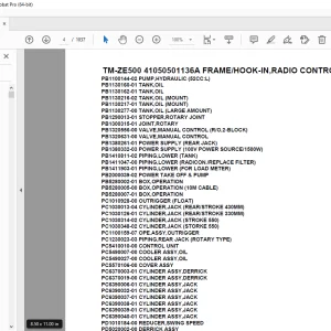 Tadano TM-ZE500 41050501136A FRAME/HOOK-IN,RADIO CONTROL Parts Manual PDF