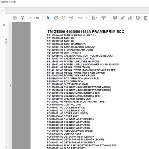 Tadano Crane TM-ZE500 41050501154A FRAME/PRIM ECO Parts Manual PDF