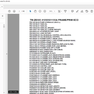 Tadano Crane TM-ZE500 41050501155A FRAME/PRIM ECO Parts Manual PDF