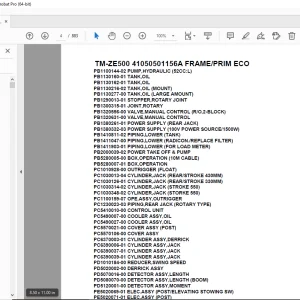 Tadano Crane TM-ZE500 41050501156A FRAME/PRIM ECO Parts Manual PDF