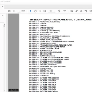 Tadano TM-ZE500 41050501174A FRAME/RADIO CONTROL,PRIM ECO Parts Manual PDF