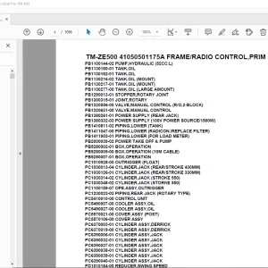 Tadano TM-ZE500 41050501175A FRAME/RADIO CONTROL,PRIM ECO Parts Manual PDF