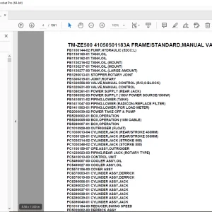 Tadano TM-ZE500 41050501183A FRAME/STANDARD,MANUAL VALVE Parts Manual PDF