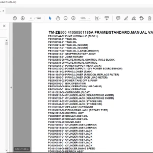 Tadano TM-ZE500 41050501185A FRAME/STANDARD,MANUAL VALVE Parts Manual PDF