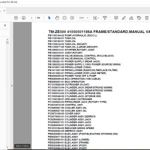Tadano TM-ZE500 41050501186A FRAME/STANDARD,MANUAL VALVE Parts Manual PDF