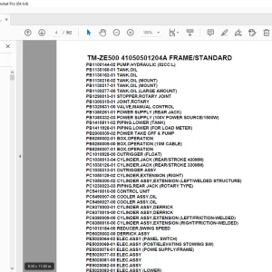 Tadano Crane TM-ZE500 41050501204A FRAME/STANDARD Parts Manual PDF
