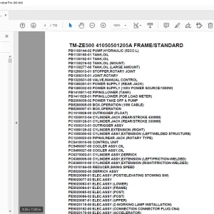 Tadano Crane TM-ZE500 41050501205A FRAME/STANDARD Parts Manual PDF