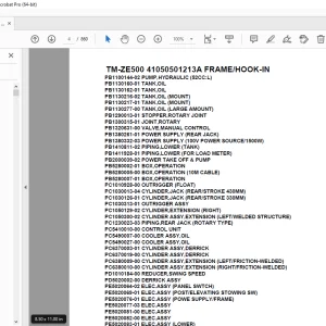 Tadano Crane TM-ZE500 41050501213A FRAME/HOOK-IN Parts Manual PDF
