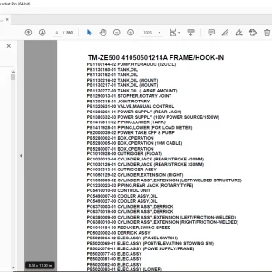 Tadano Crane TM-ZE500 41050501214A FRAME/HOOK-IN Parts Manual  PDF