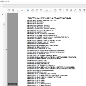 Tadano Crane TM-ZE500 41050501215A FRAME/HOOK-IN Parts Manual PDF