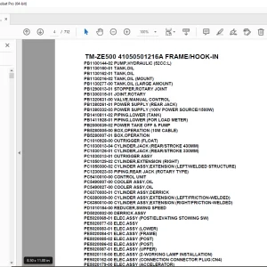 Tadano Crane TM-ZE500 41050501216A FRAME/HOOK-IN Parts Manual PDF