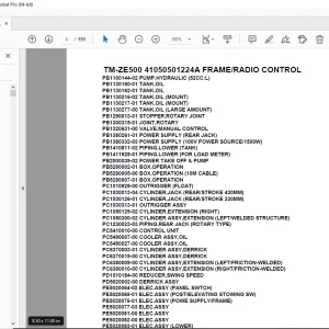 Tadano Crane TM-ZE500 41050501224A FRAME/RADIO CONTROL Parts Manual PDF