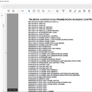 Tadano TM-ZE500 41050501233A FRAME/HOOK-IN,RADIO CONTROL Parts Manual PDF