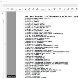 Tadano TM-ZE500 41050501234A FRAME/HOOK-IN,RADIO CONTROL Parts Manual PDF