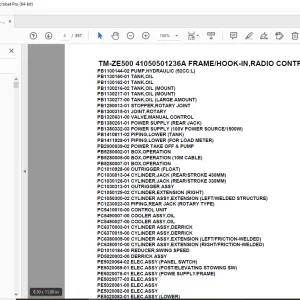 Tadano TM-ZE500 41050501236A FRAME/HOOK-IN,RADIO CONTROL Parts Manual PDF