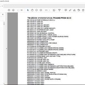 Tadano Crane TM-ZE500 41050501253A FRAME/PRIM ECO Parts Manual PDF