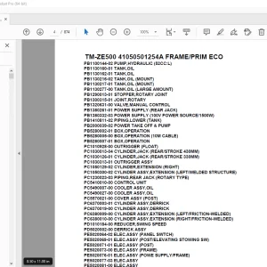 Tadano Crane TM-ZE500 41050501254A FRAME/PRIM ECO Parts Manual PDF