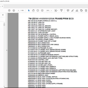 Tadano Crane TM-ZE500 41050501255A FRAME/PRIM ECO Parts Manual PDF