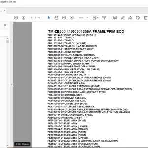 Tadano Crane TM-ZE500 41050501256A FRAME PRIM ECO Parts Manual PDF
