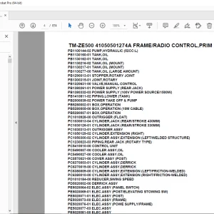 Tadano TM-ZE500 41050501274A FRAME/RADIO CONTROL,PRIM ECO Parts Manual PDF
