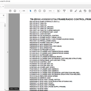 Tadano TM-ZE500 41050501275A FRAME/RADIO CONTROL,PRIM ECO Parts Manual PDF