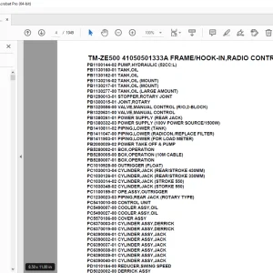 Tadano TM-ZE500 41050501333A FRAME/HOOK-IN,RADIO CONTROL(U) Parts Manual PDF