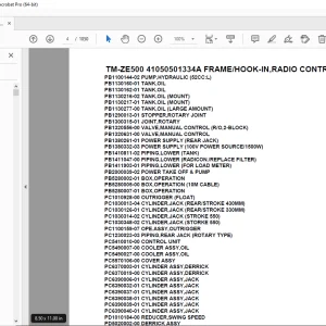 Tadano TM-ZE500 41050501334A FRAME/HOOK-IN,RADIO CONTROL(U) Parts Manual PDF