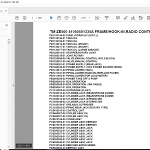 Tadano TM-ZE500 41050501335A FRAME/HOOK-IN,RADIO CONTROL(U) Parts Manual PDF